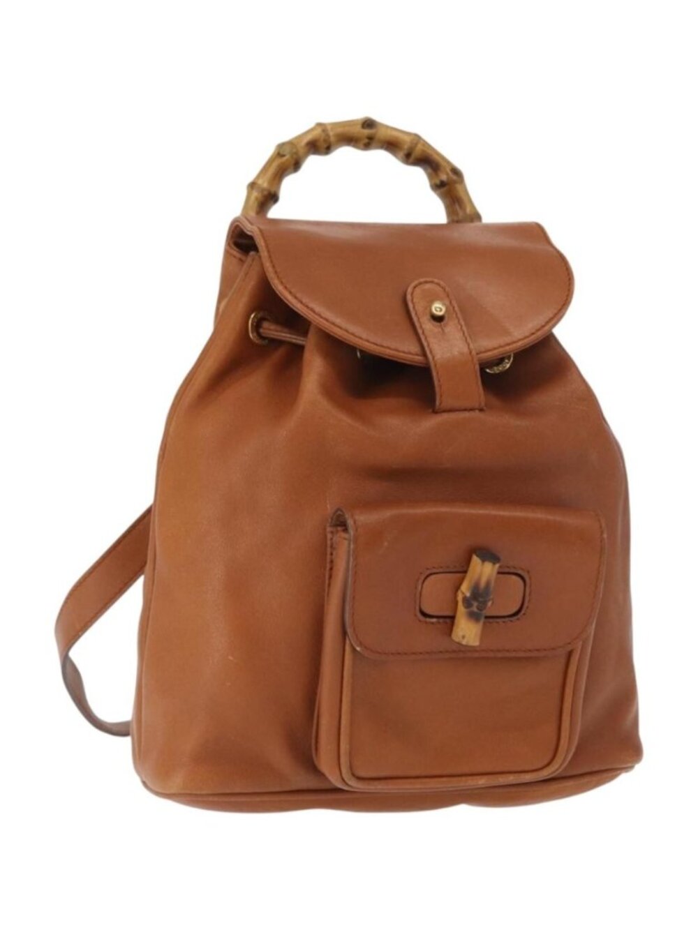 GUCCI Bamboo Backpack Leather Brown Gold 003 1956 0030